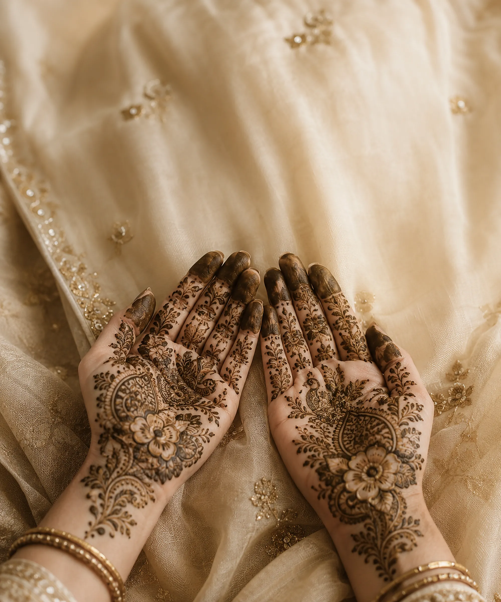Finished henna on a pair of open palms